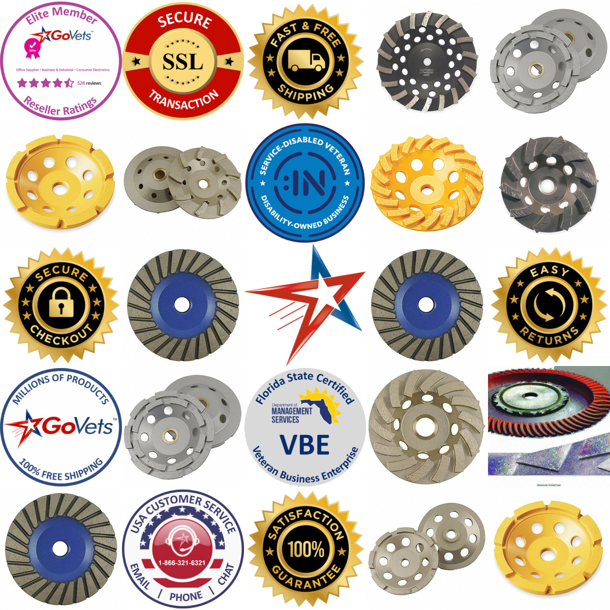 A selection of Diamond Segment Grinding Wheels products on GoVets