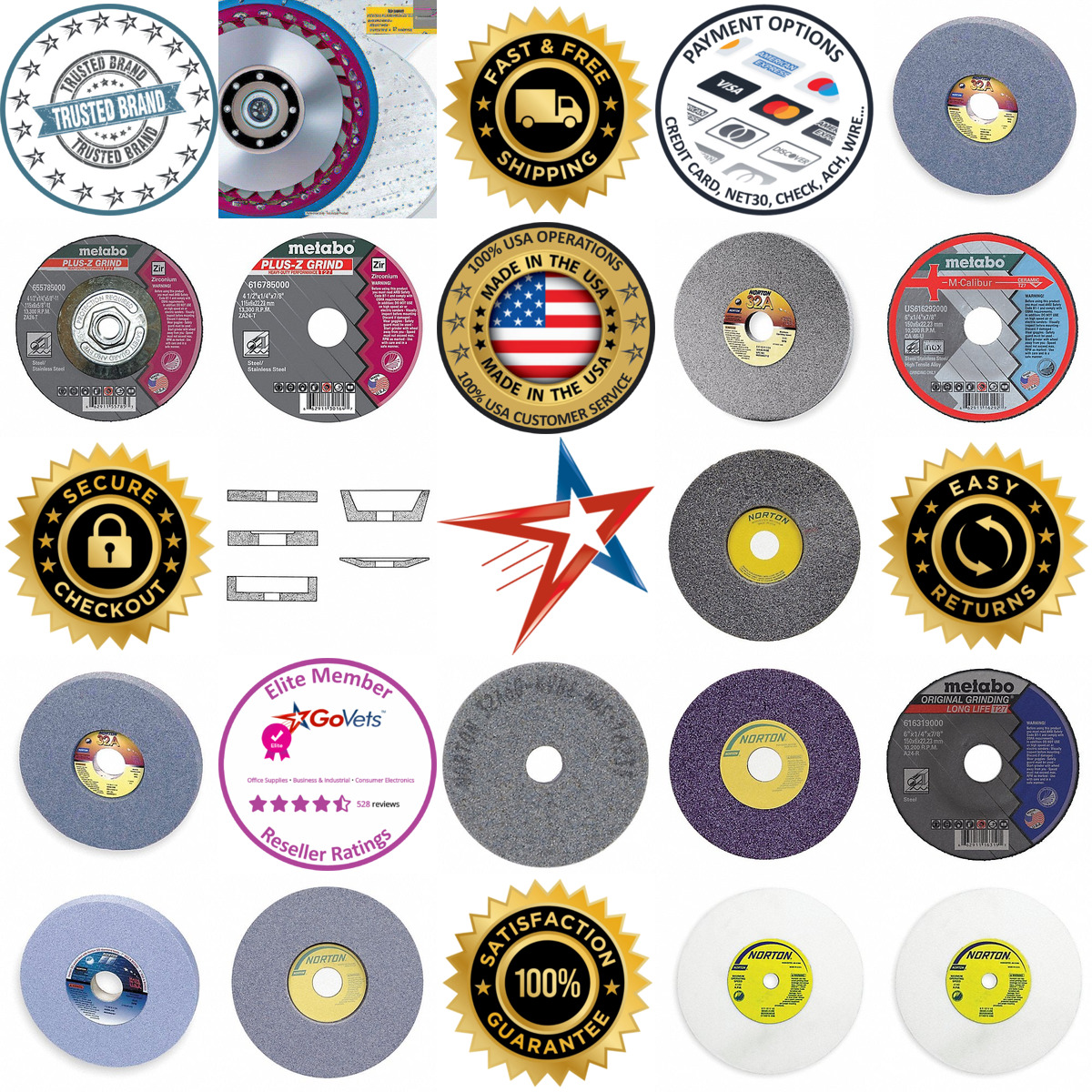 A selection of Recessed Grinding Wheels products on GoVets