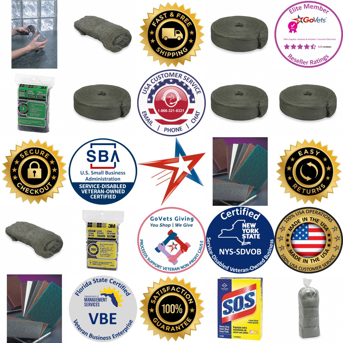 A selection of Steel Wool products on GoVets