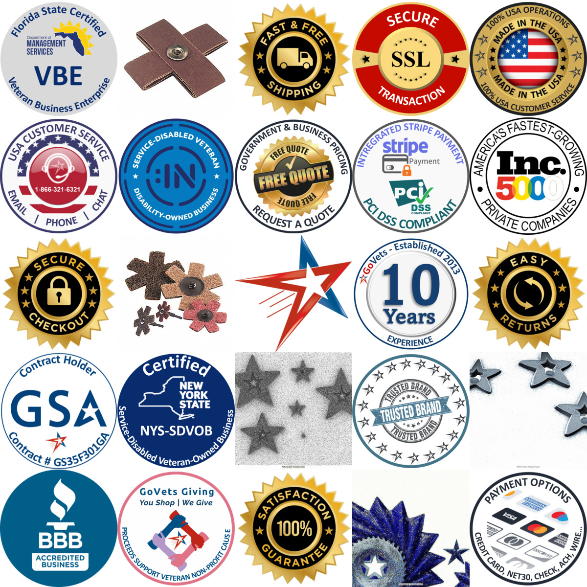 A selection of Abrasive Stars products on GoVets