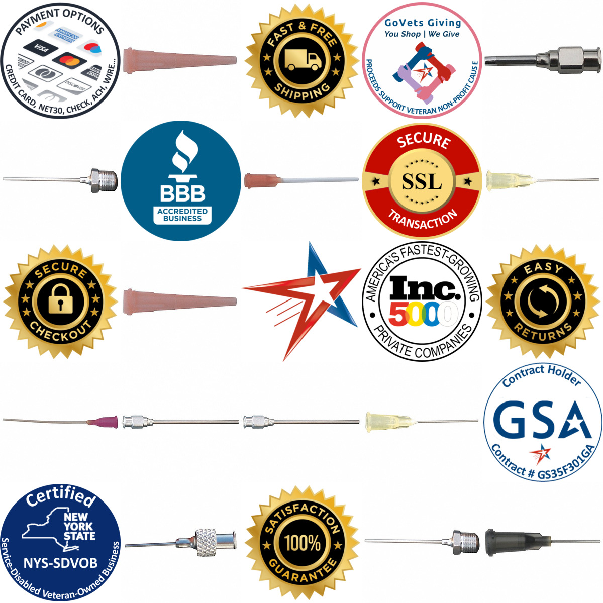 A selection of Adhesive Dispensing Syringe Needles and Tips products on GoVets