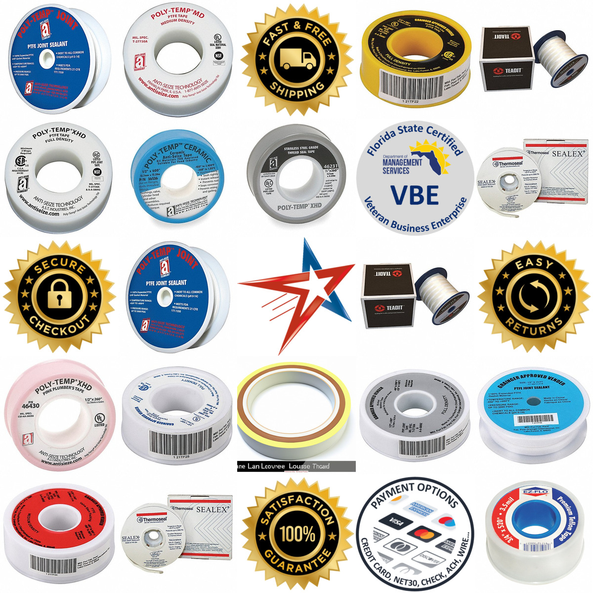 A selection of Joint Thread and Pipe Sealant Tape products on GoVets