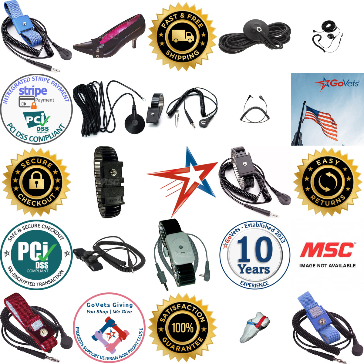 A selection of Grounding Cords Wrist and Shoe Straps products on GoVets