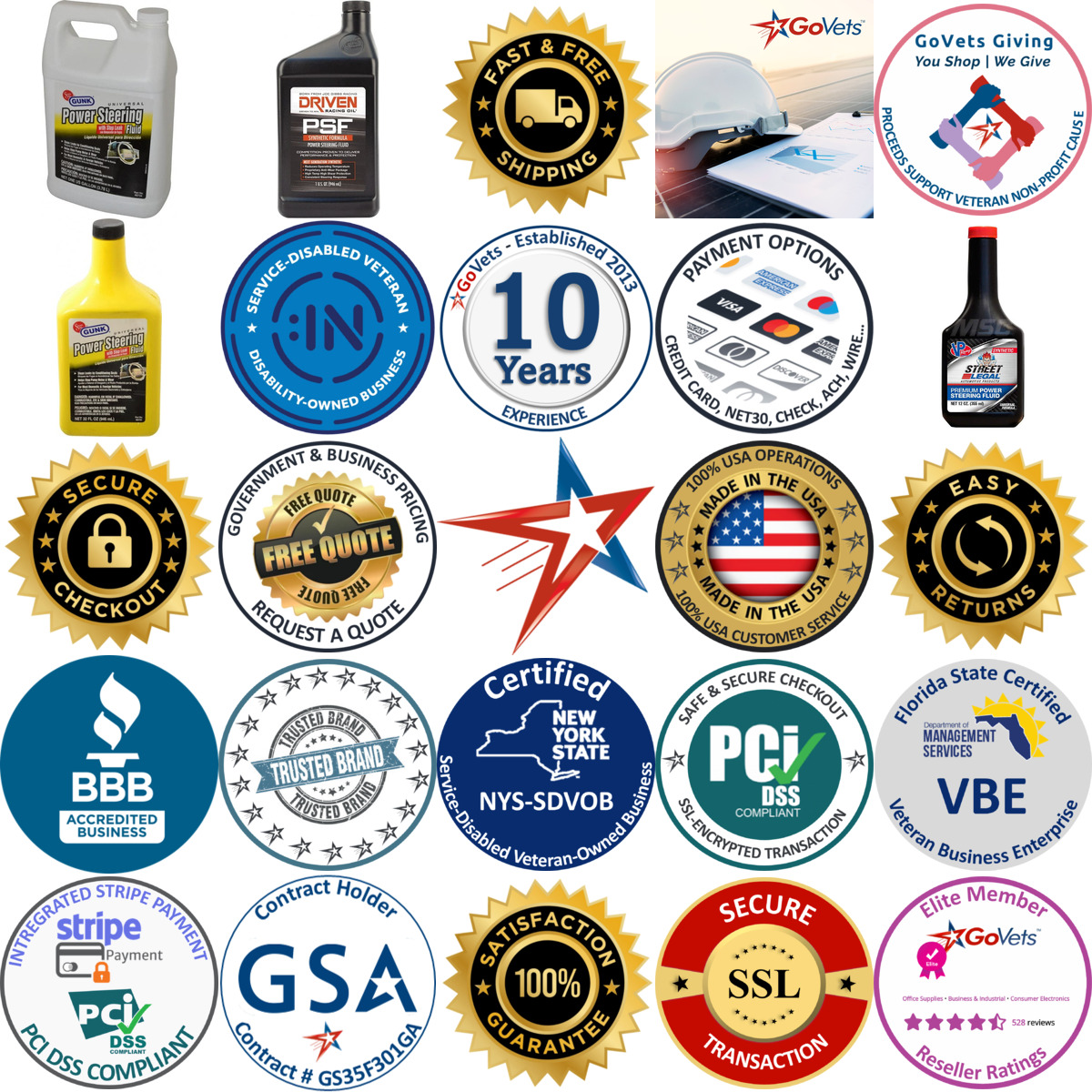A selection of Power Steering Fluid products on GoVets