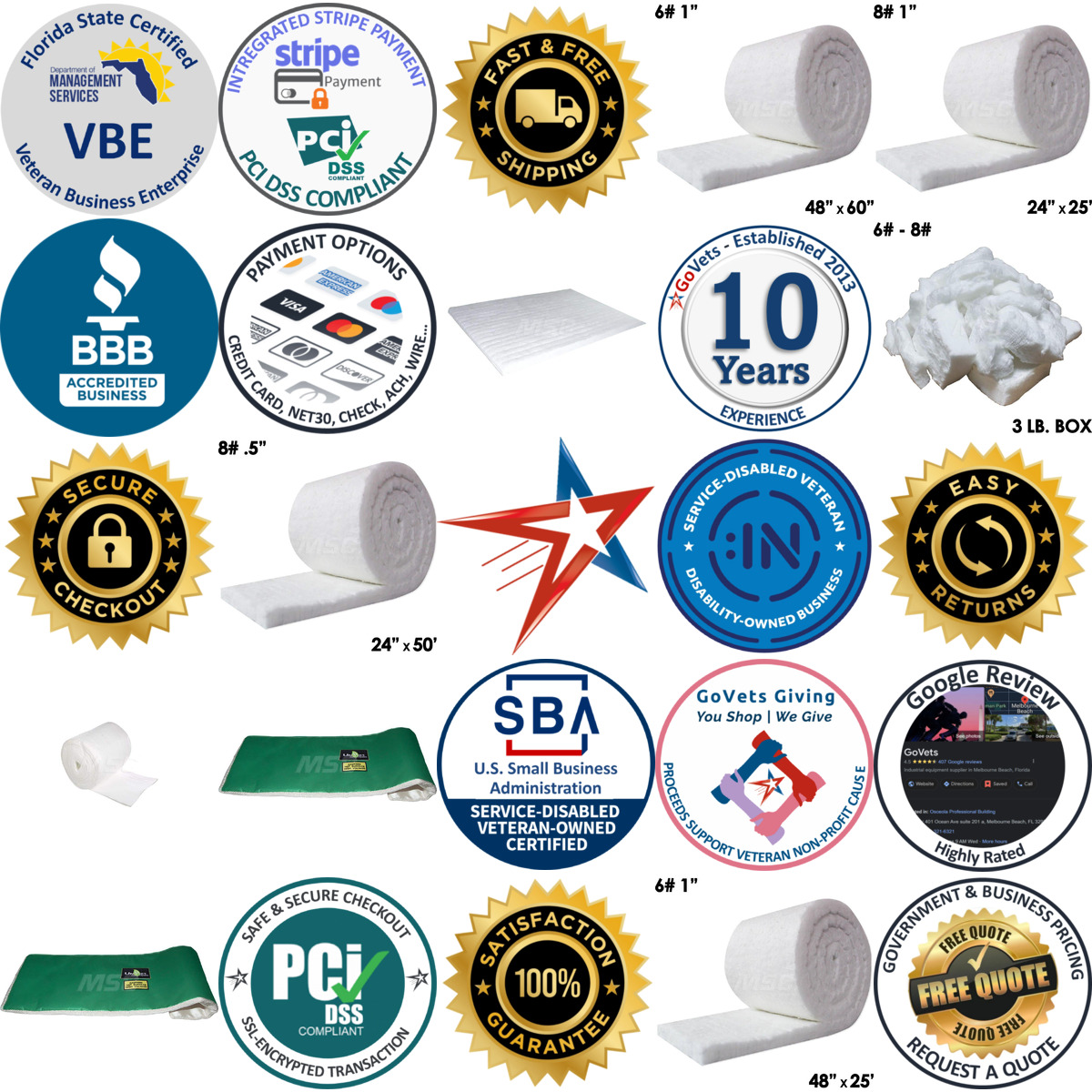 A selection of Insulation products on GoVets