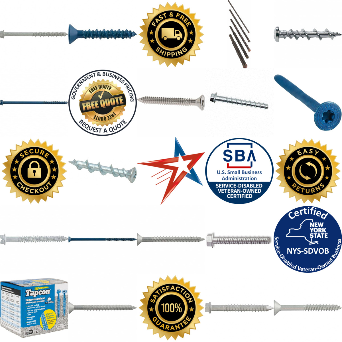 A selection of Concrete Screws and Masonry Fasteners products on GoVets
