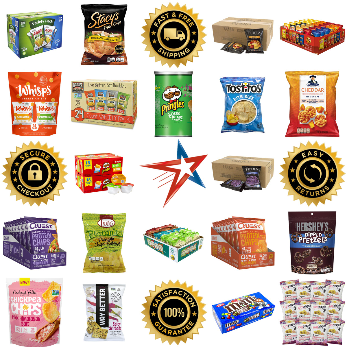 A selection of Chips and Pretzels products on GoVets