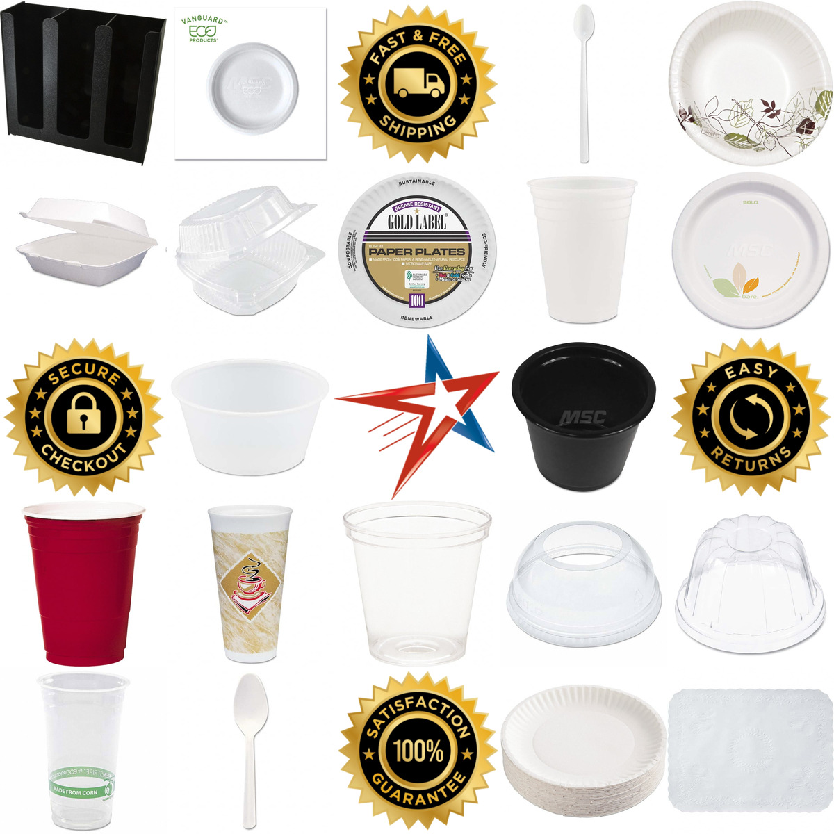 A selection of Paper and Plastic Cups Plates Bowls and Utensils products on GoVets