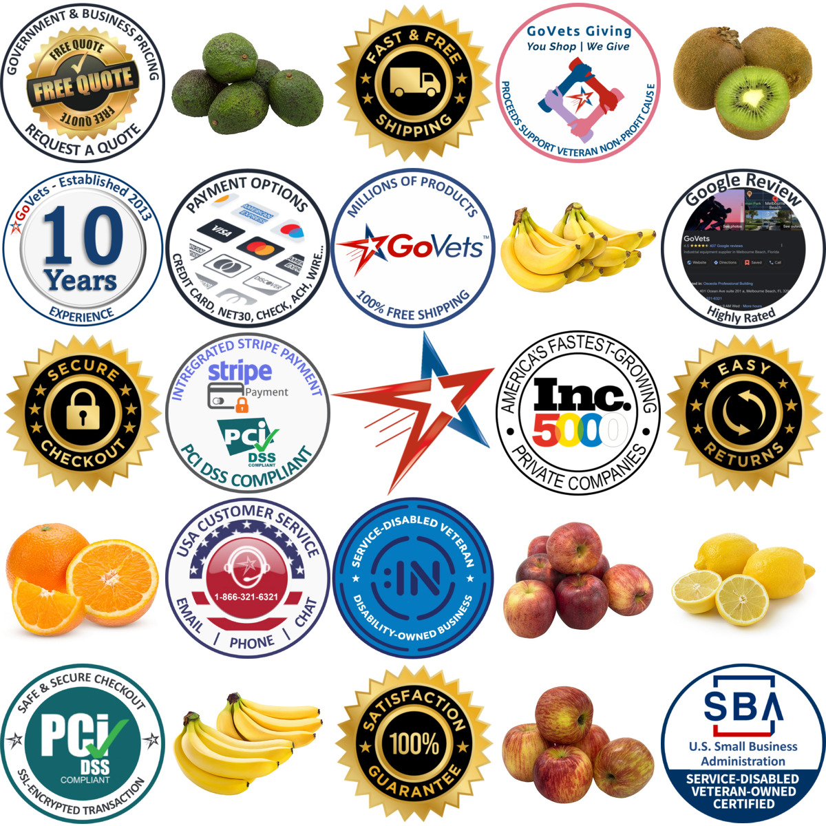 Millions of Products A selection of Fruits and Vegetables products on GoVets