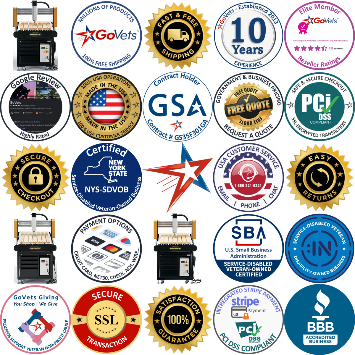 Millions of Products A selection of Powermatic products on GoVets