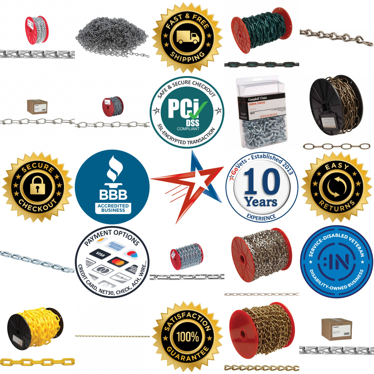 A selection of Weldless Chain products on GoVets