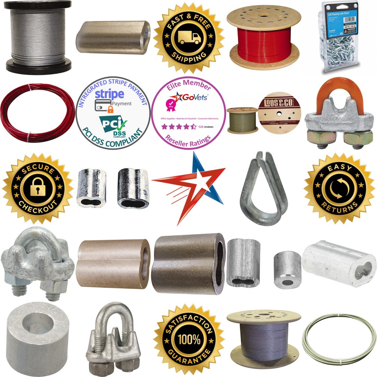 A selection of Wire Rope Cable and Accessories products on GoVets