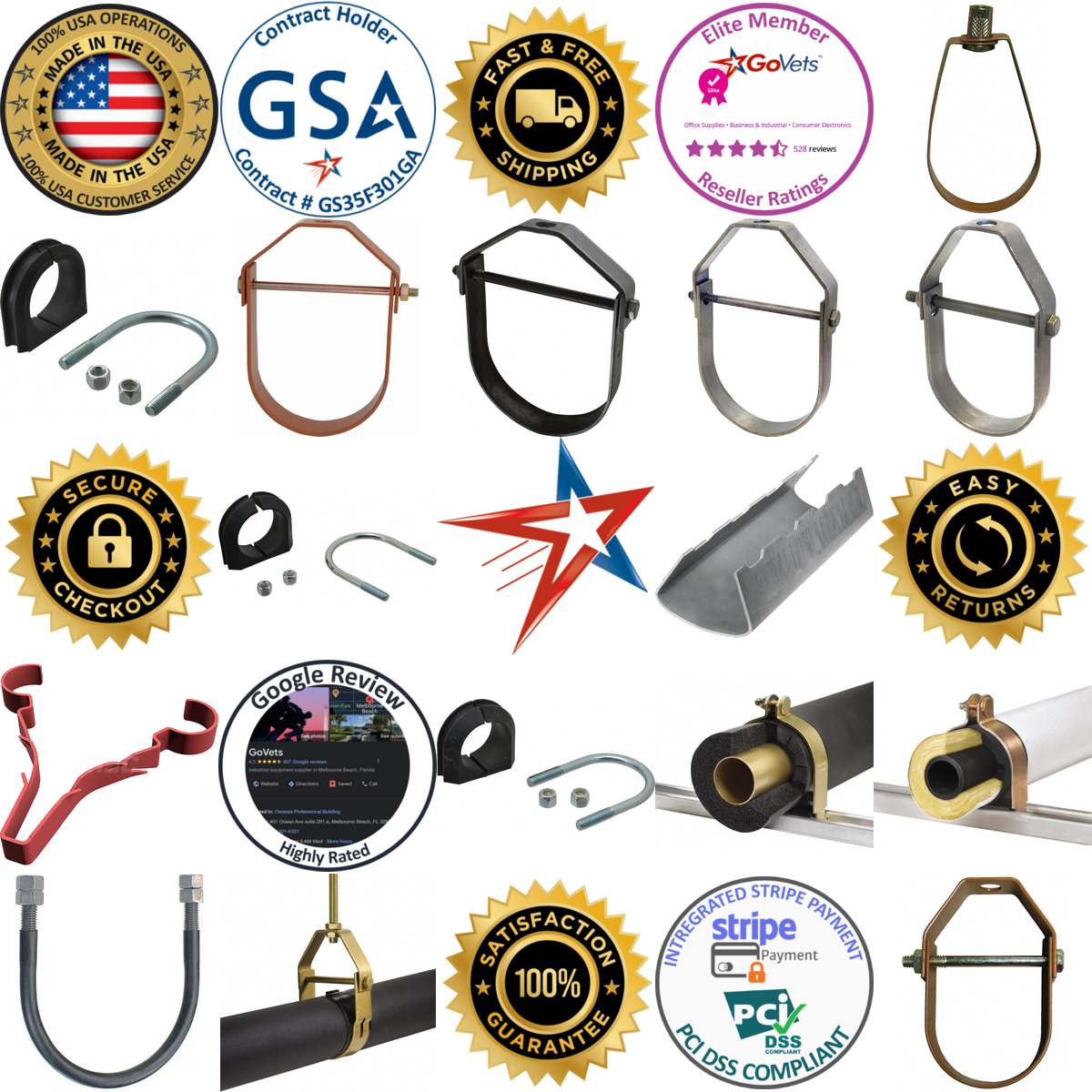 A selection of Pipe and Cable Hangers products on GoVets