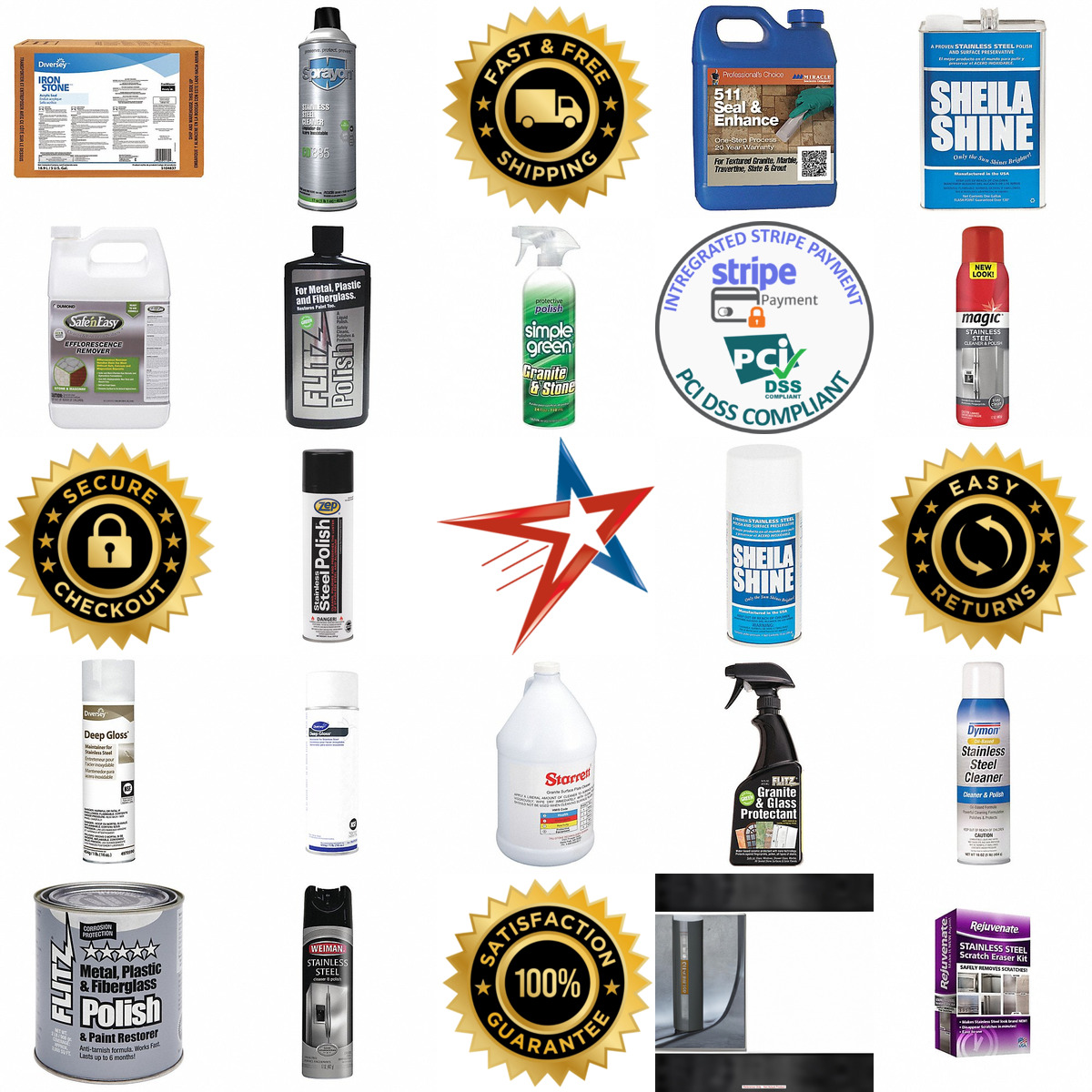 A selection of Metal Polish and Stone Care products on GoVets