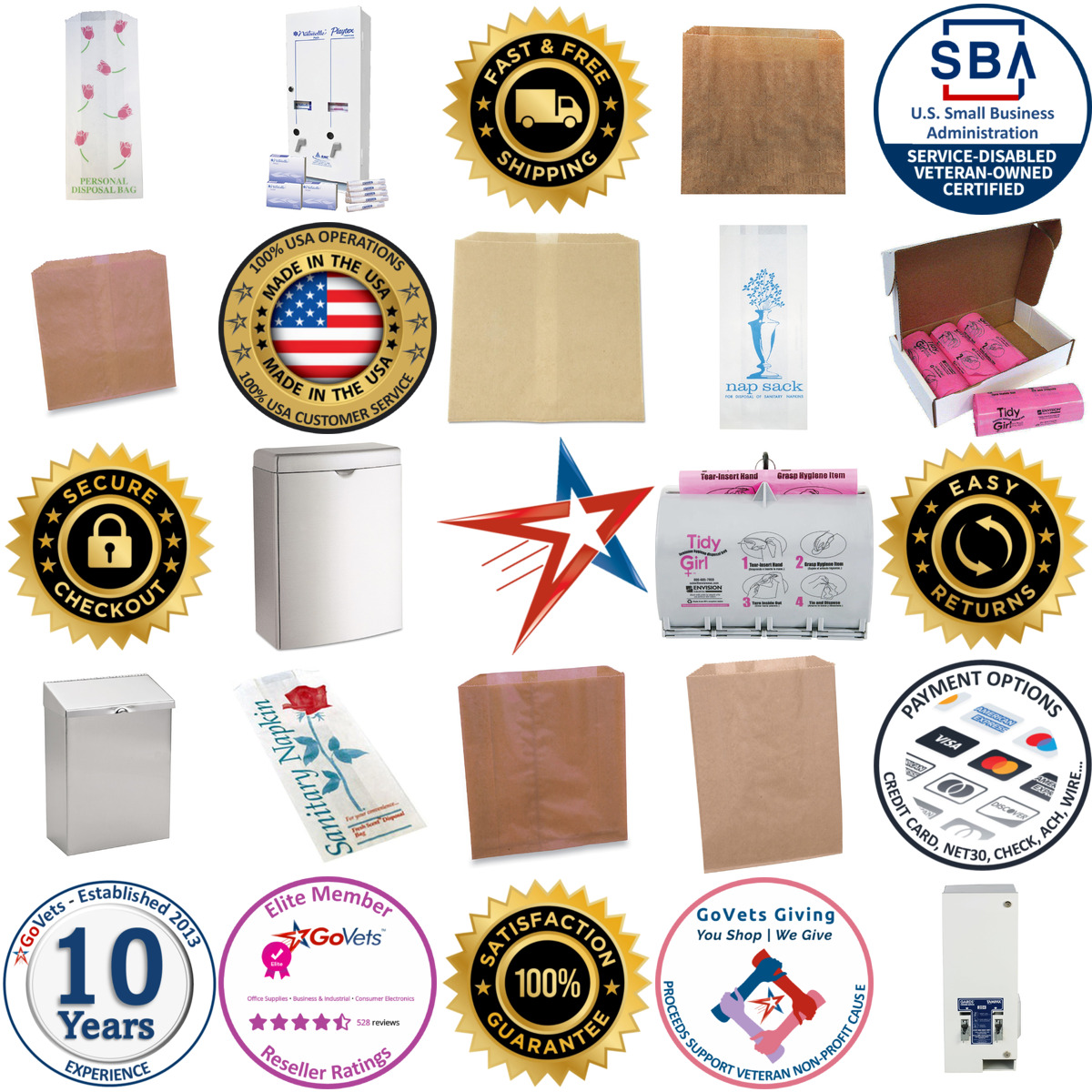Millions of Products A selection of Sanitary Napkin Dispensers and Receptacles products on GoVets