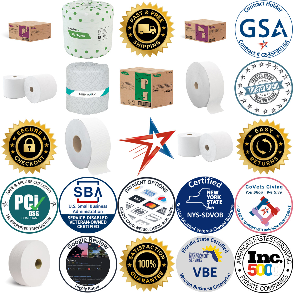 A selection of Cascades Tissue Group products on GoVets