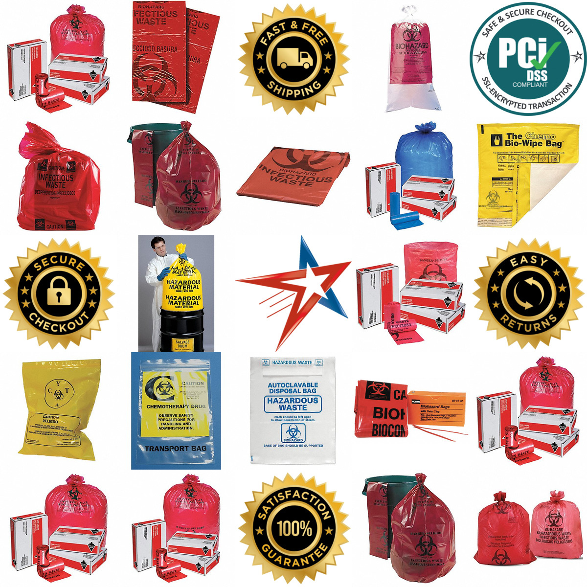 A selection of Hazardous Waste Bags products on GoVets