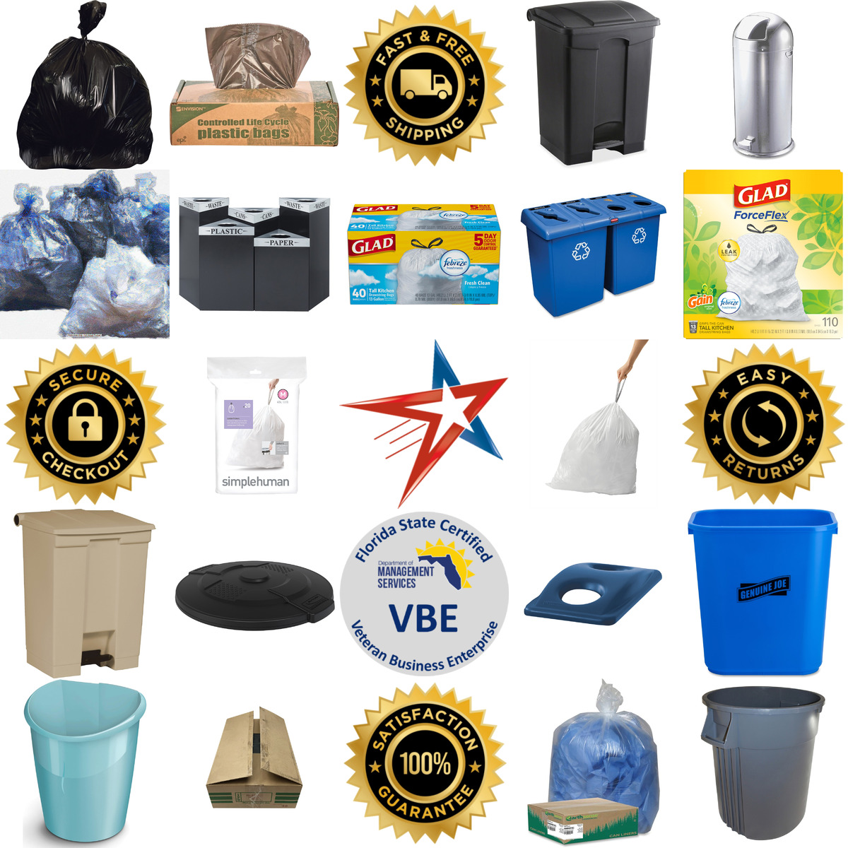 A selection of Trash Cans and Bags products on GoVets