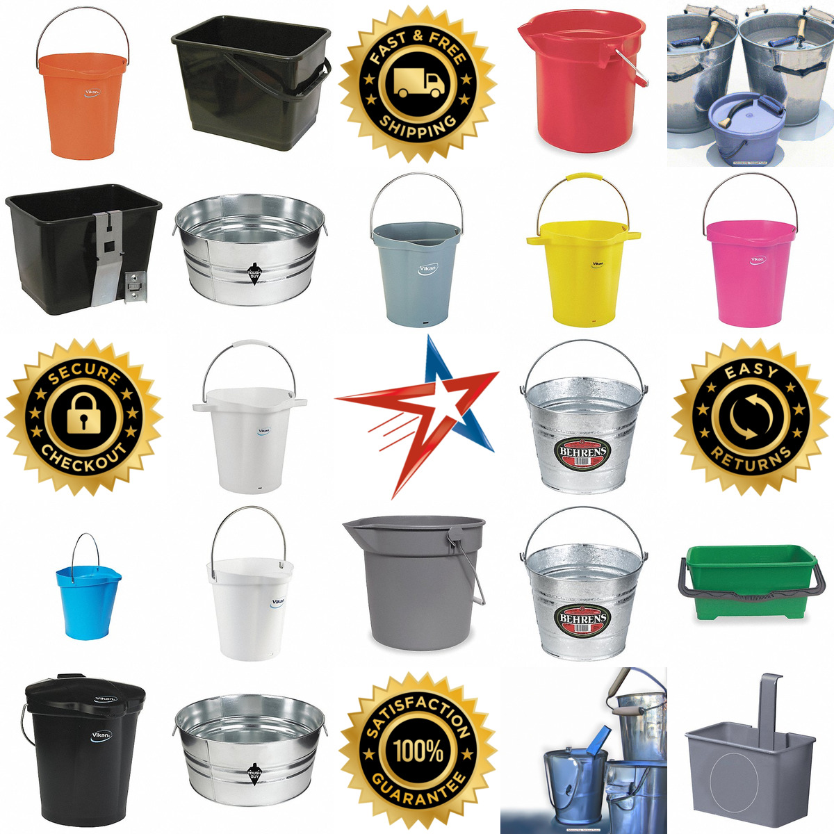 A selection of Buckets and Pails products on GoVets