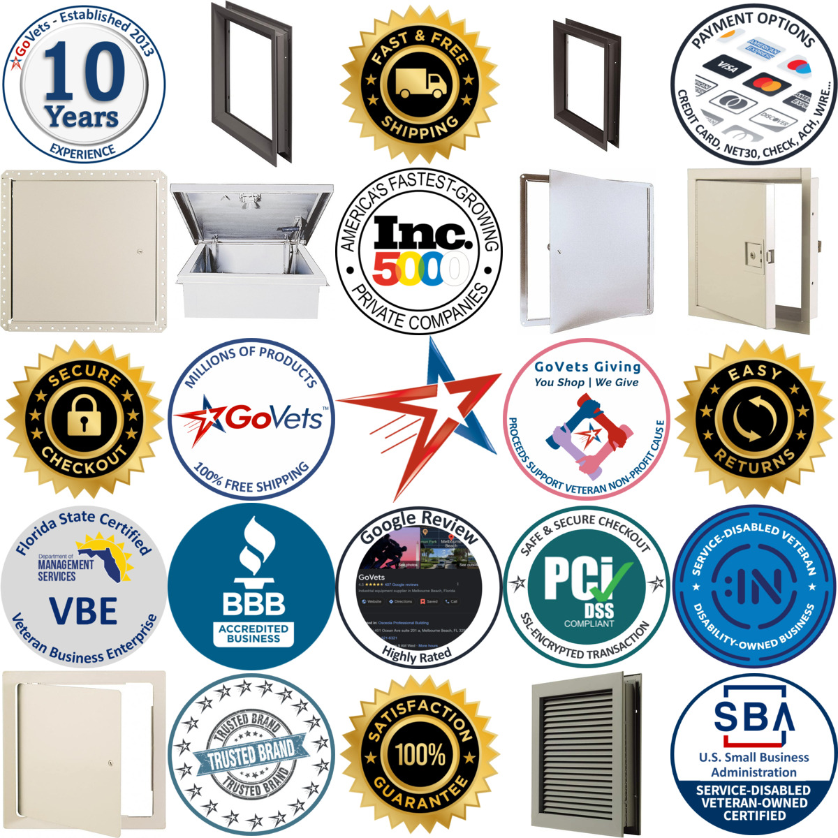 A selection of Access Doors products on GoVets