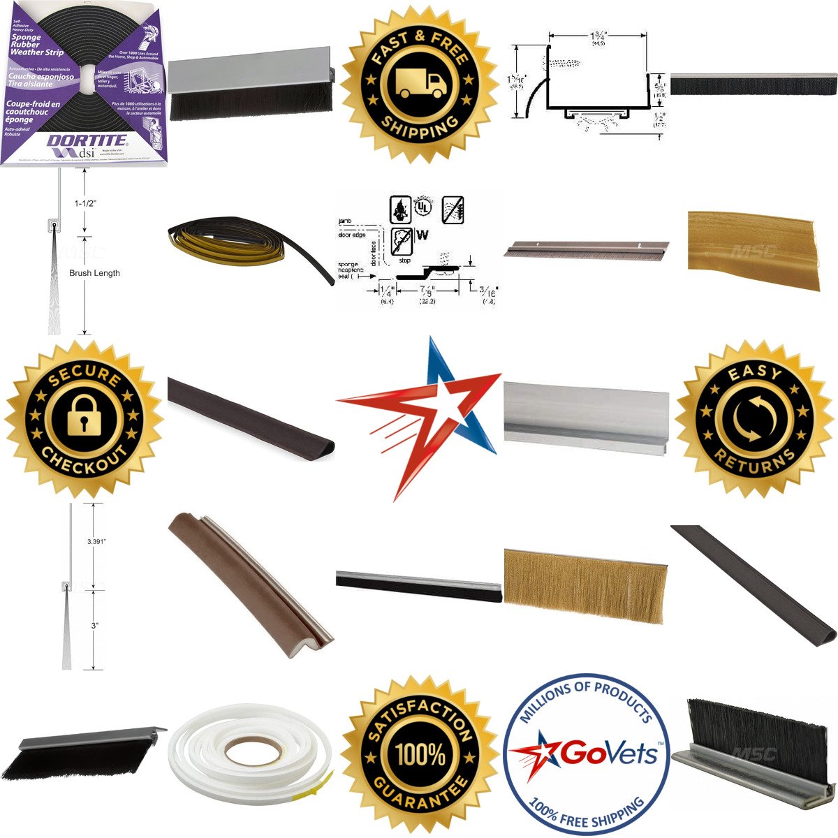 A selection of Edging Seals Sweeps and Weatherstripping products on GoVets