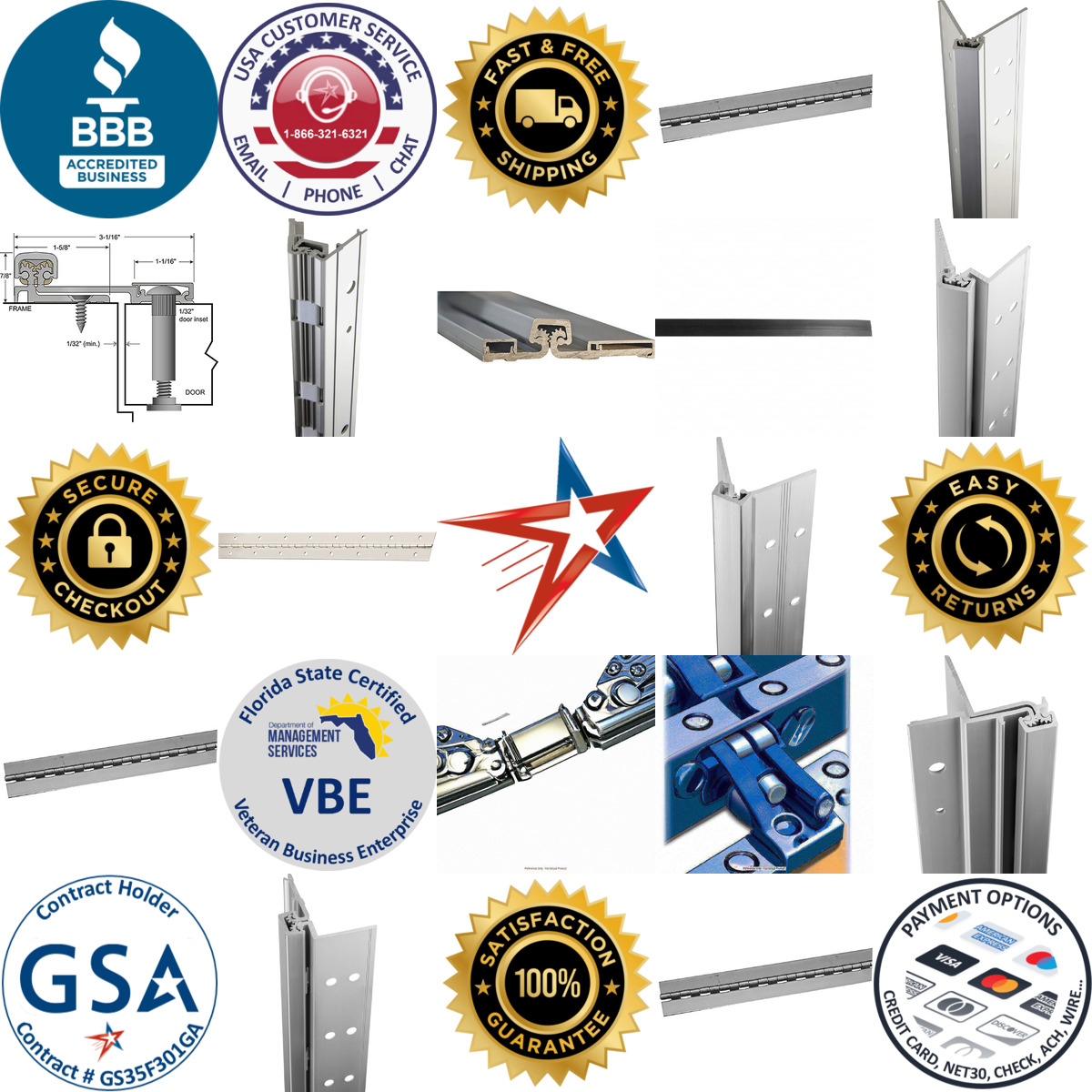 A selection of Continuous Hinges products on GoVets