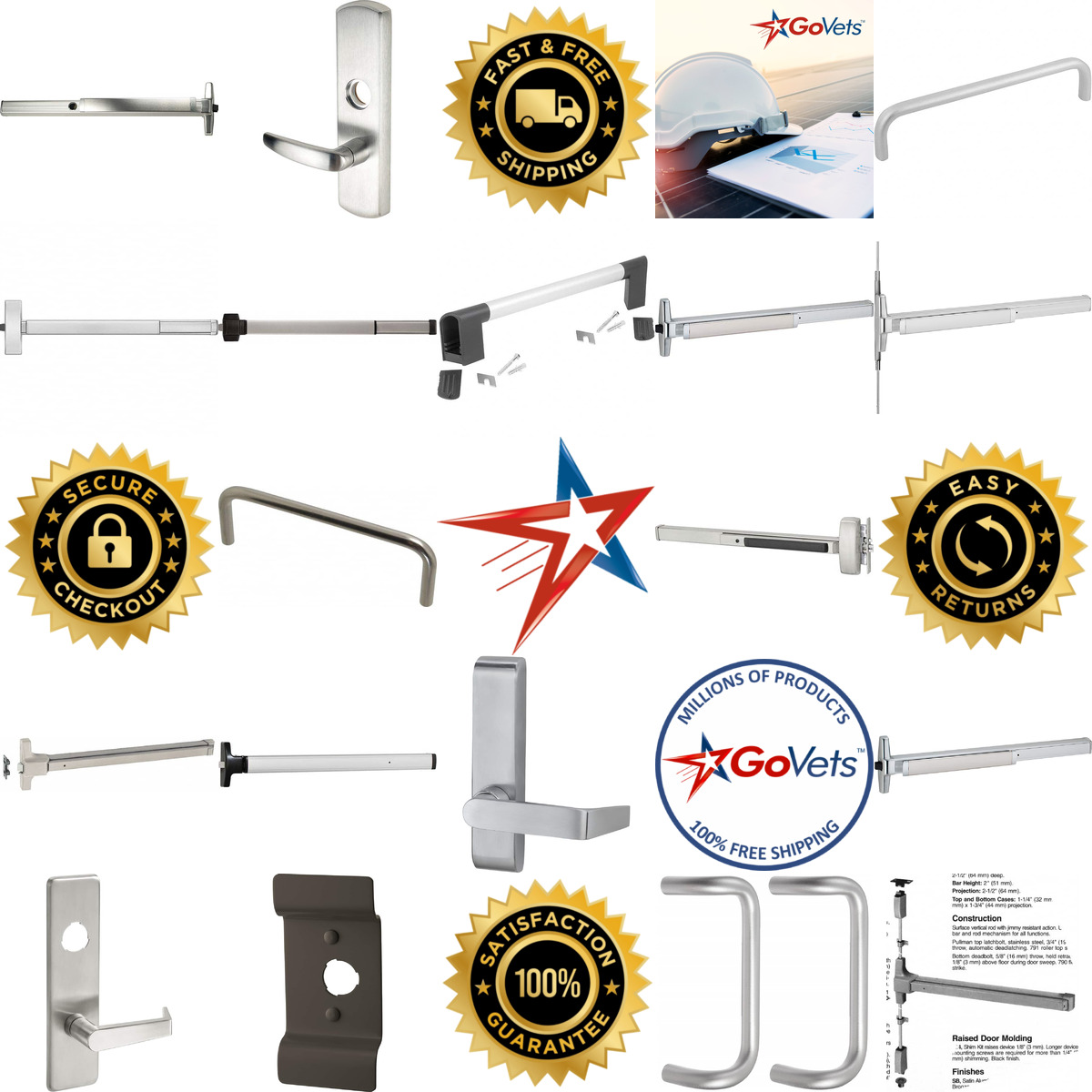 A selection of Pulls Handles Knobs and Exit Devices products on GoVets