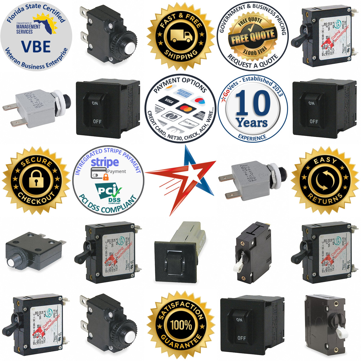 A selection of Panel Mount Circuit Breakers products on GoVets