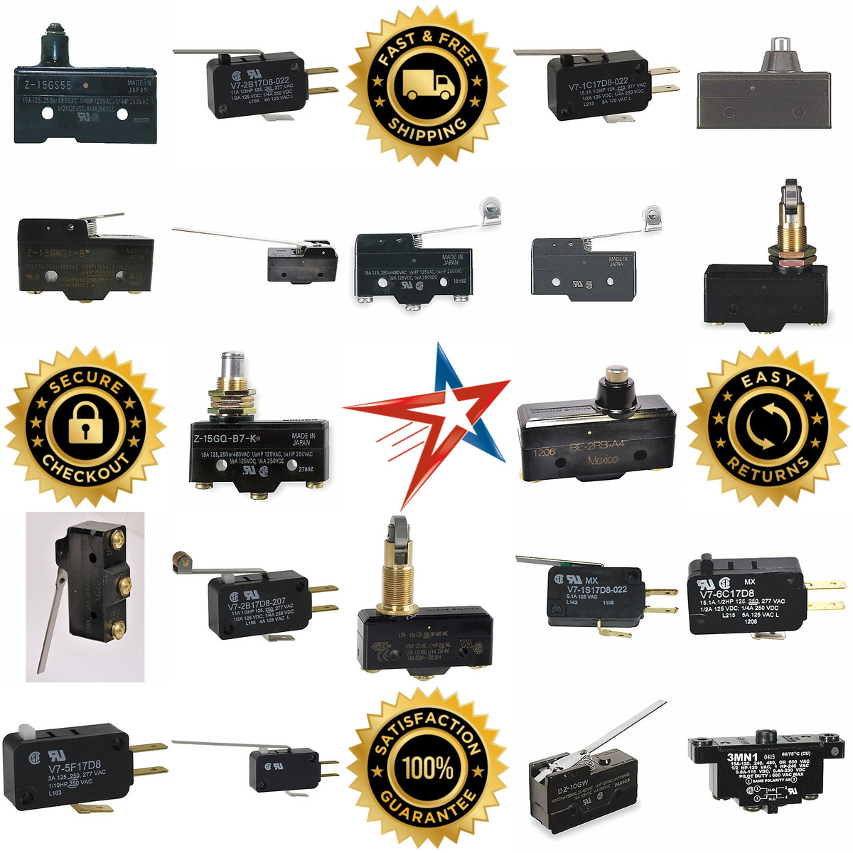 A selection of Snap Action Switches products on GoVets