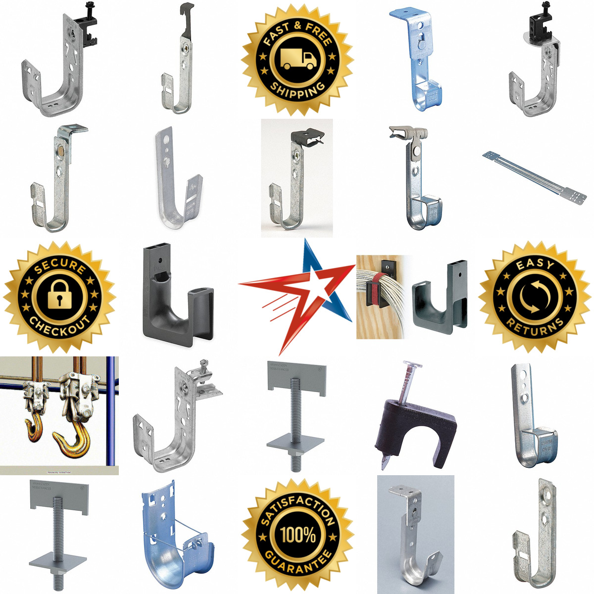 A selection of Cable Support Hooks Hangers and Straps products on GoVets