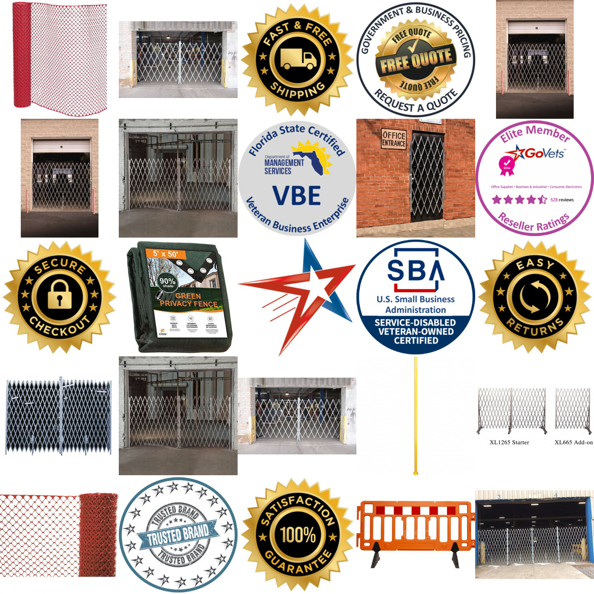 A selection of Fences and Barricades products on GoVets