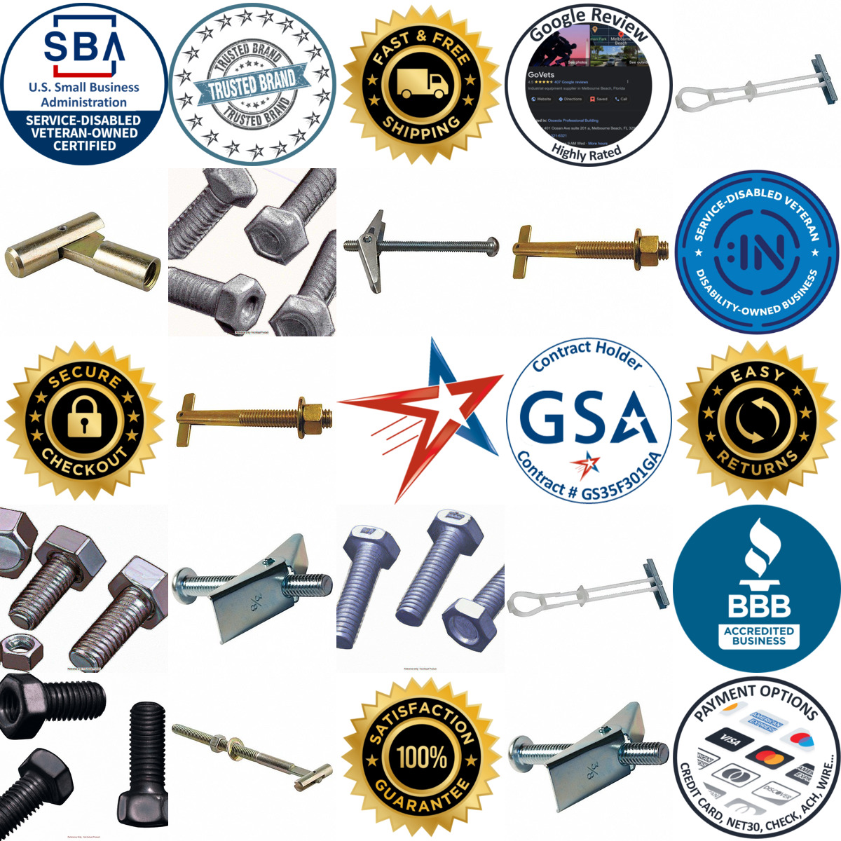 A selection of Toggle Bolts products on GoVets