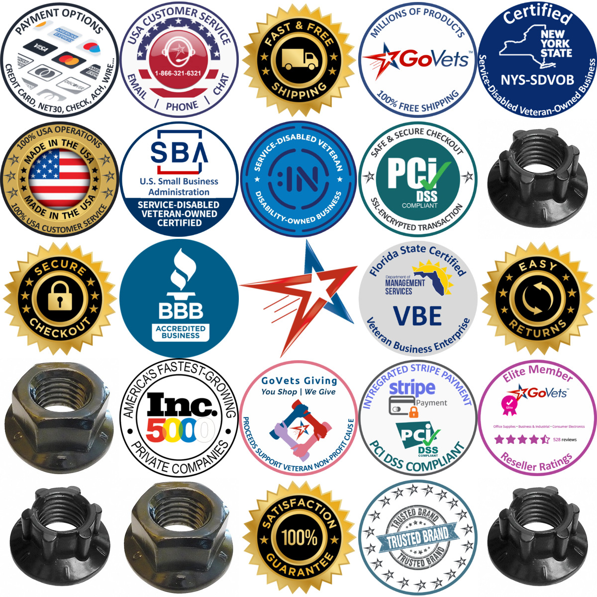 A selection of Freight Car Nuts products on GoVets
