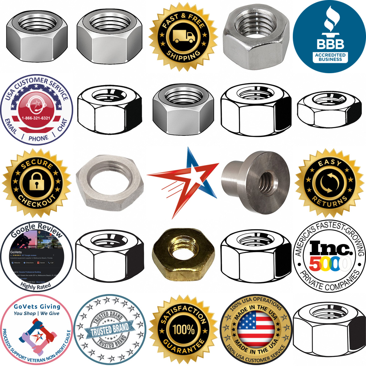 A selection of Standard Hex Nuts products on GoVets