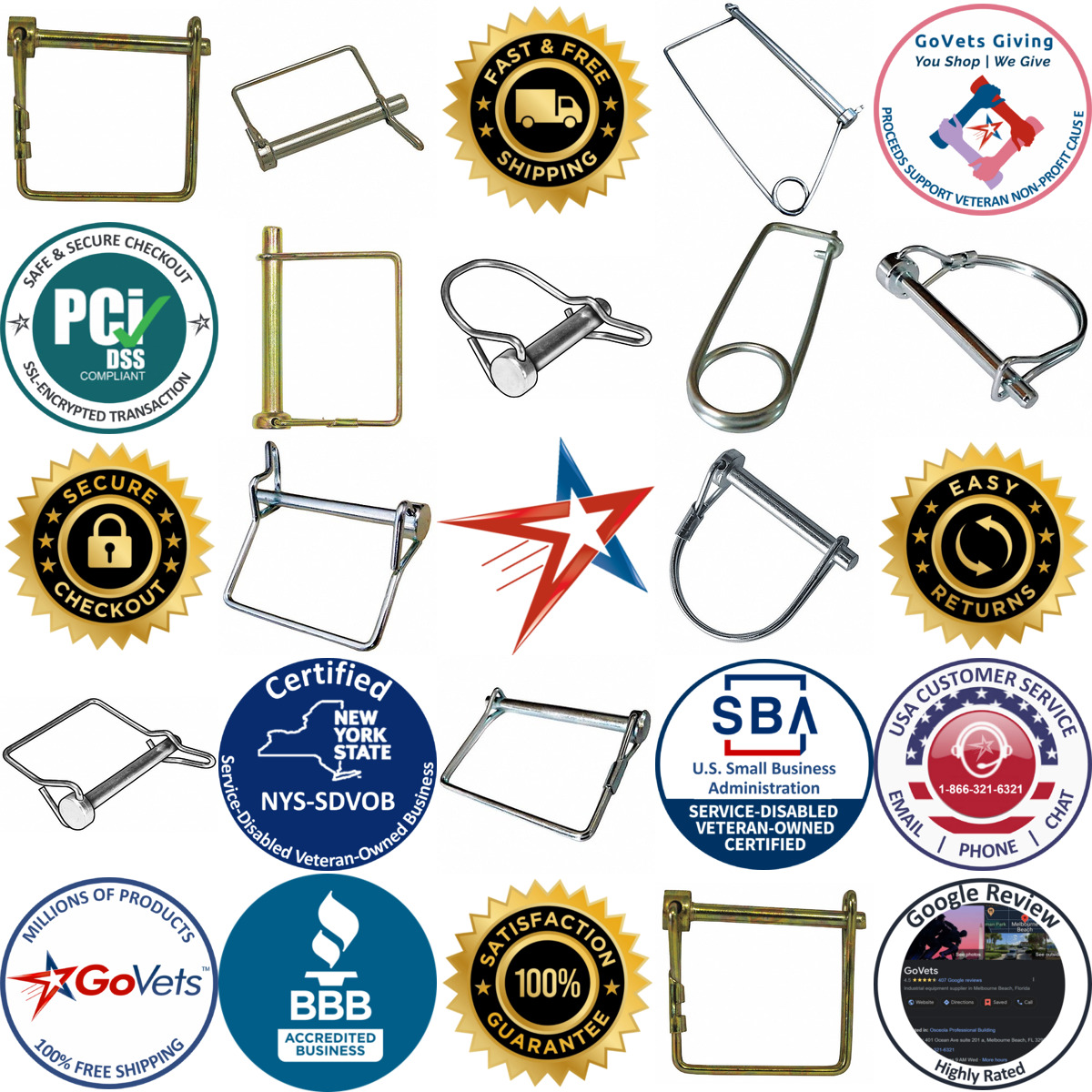 A selection of Safety Pins products on GoVets