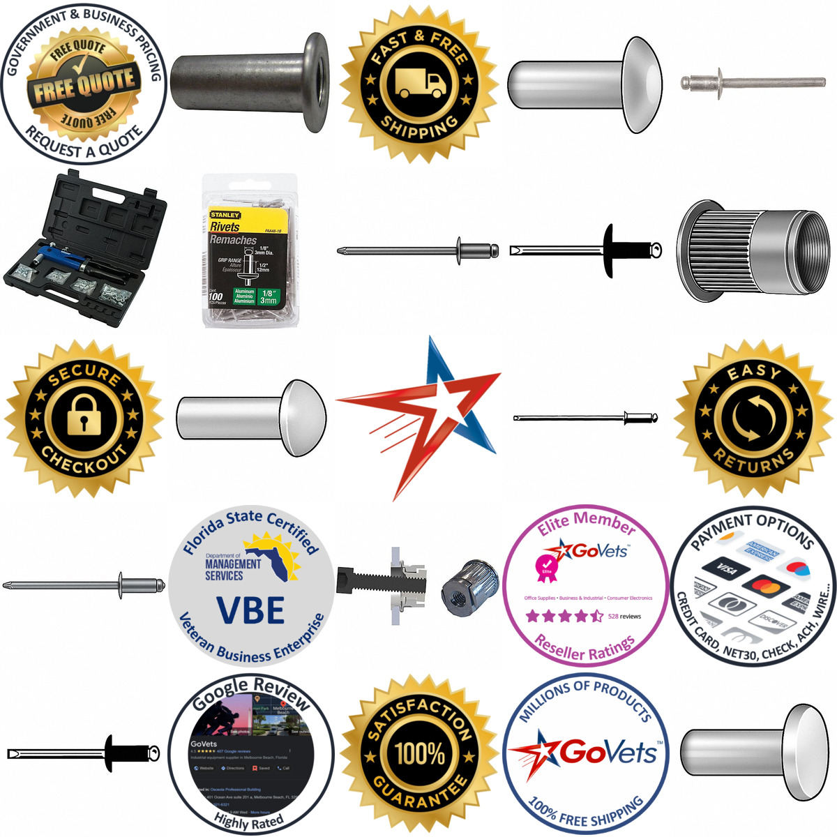 A selection of Rivets products on GoVets