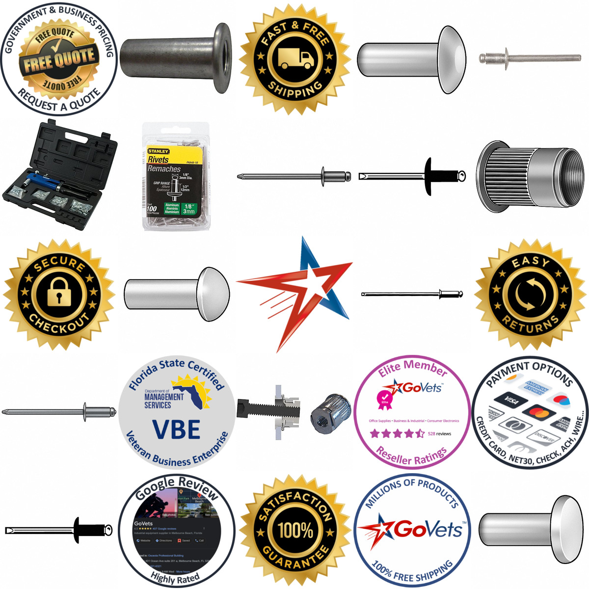 Millions of Products A selection of Rivets products on GoVets