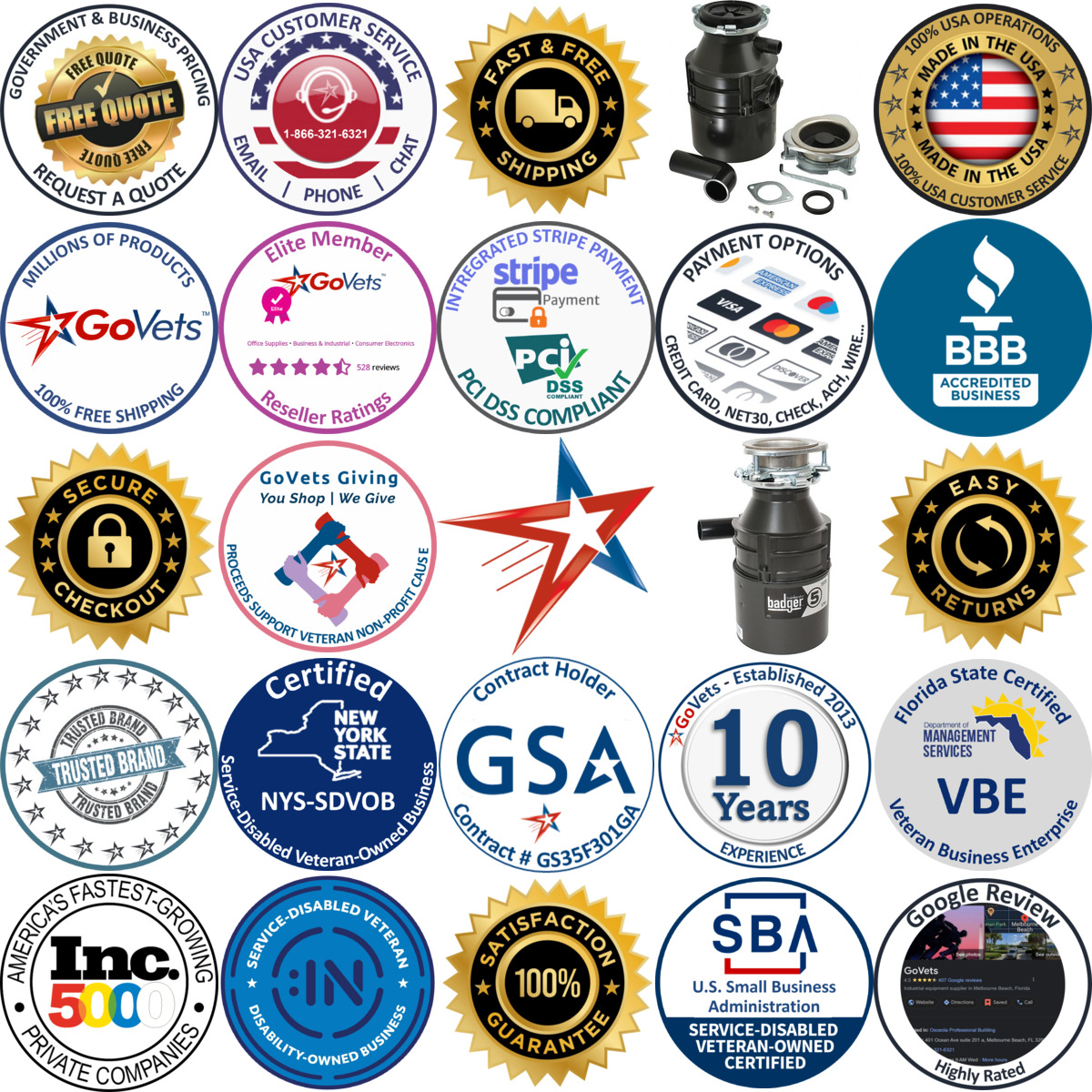 A selection of Garbage Disposals products on GoVets