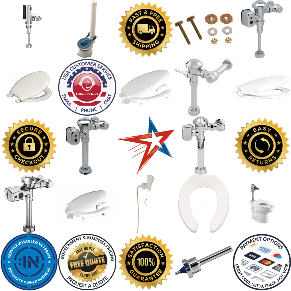 A selection of Toilets Repair Parts and Flush Valves products on GoVets