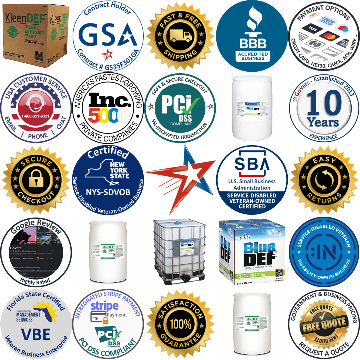 A selection of Diesel Exhaust Fluid Def  products on GoVets