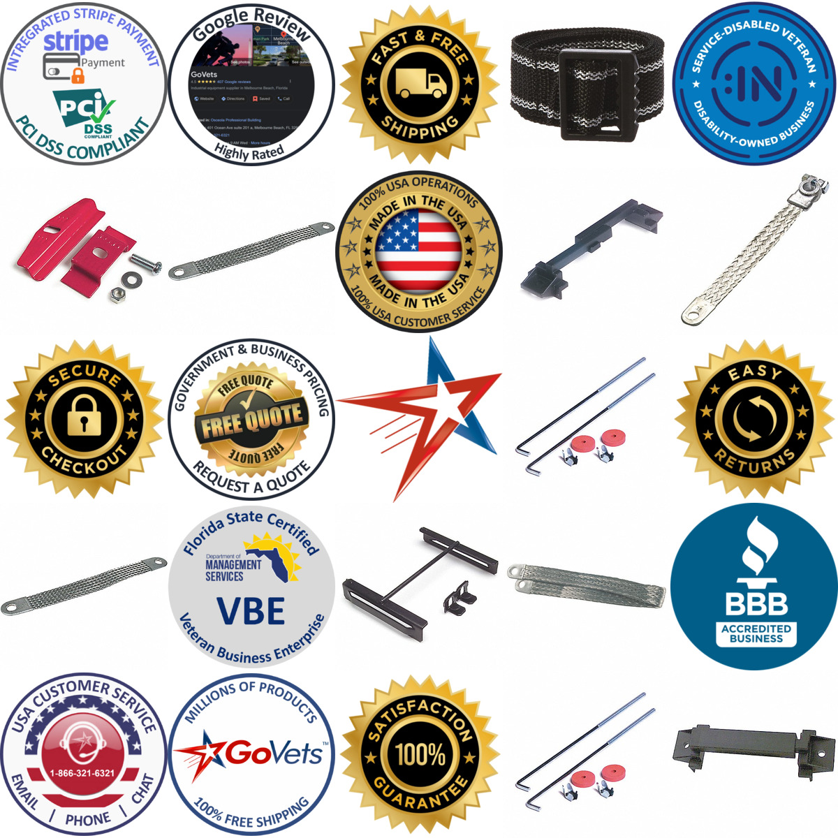 A selection of Battery Hold Downs and Ground Straps products on GoVets