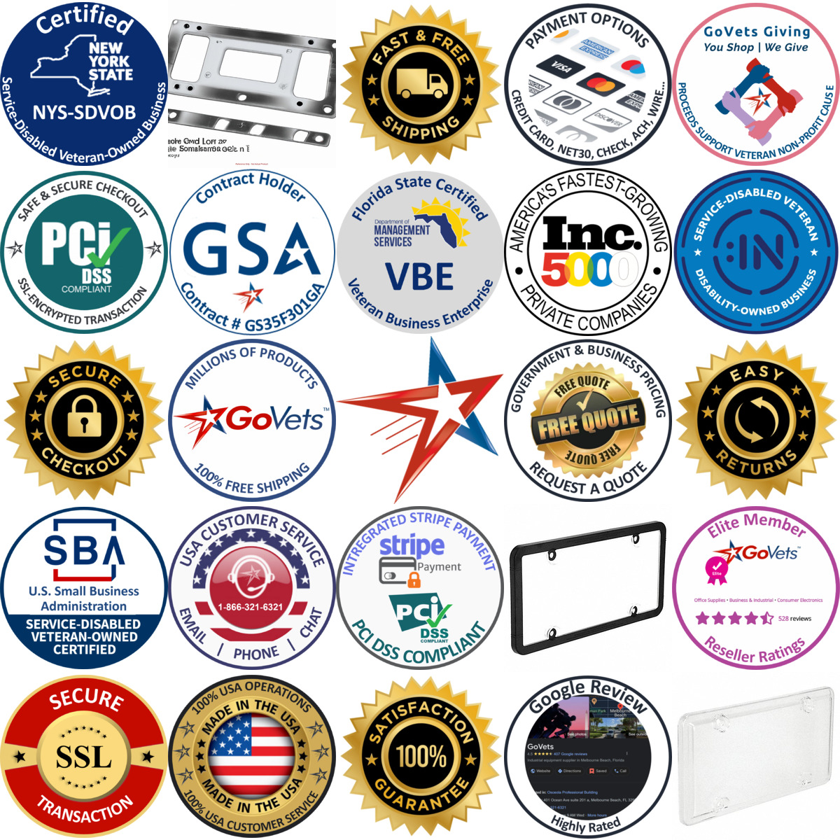 A selection of License Plate Frames and Covers products on GoVets