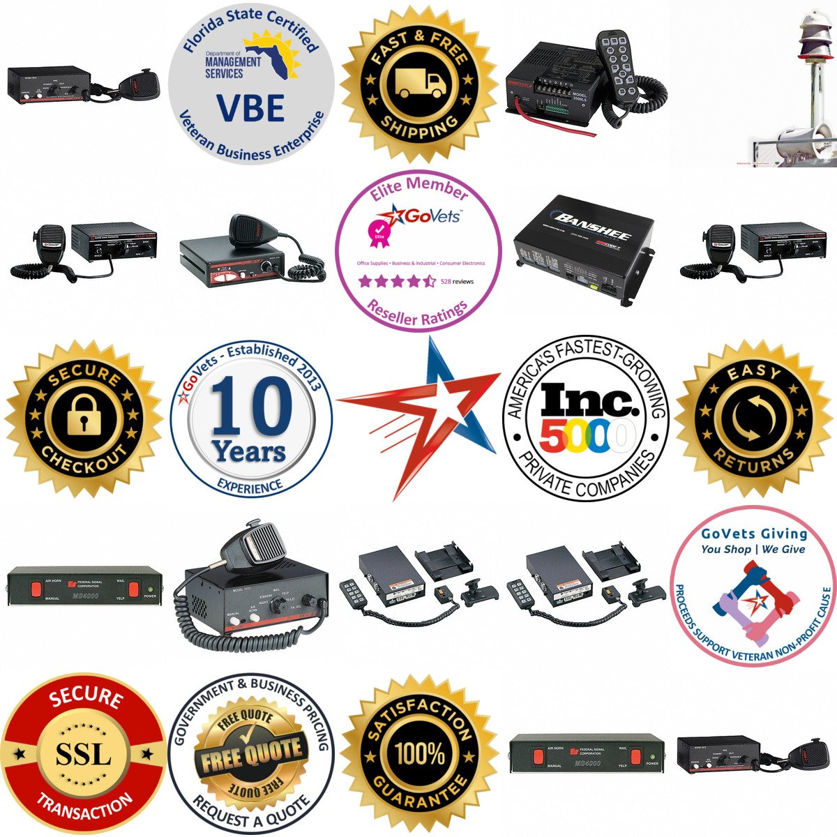 A selection of Electronic Siren Systems products on GoVets