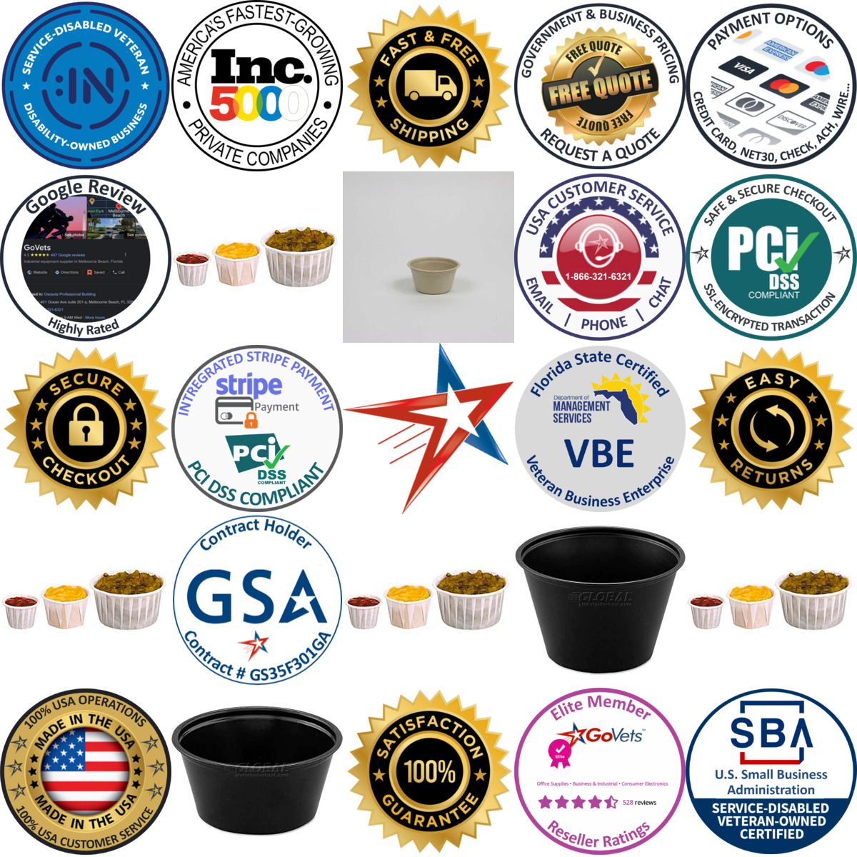Millions of Products A selection of Portion Cups products on GoVets