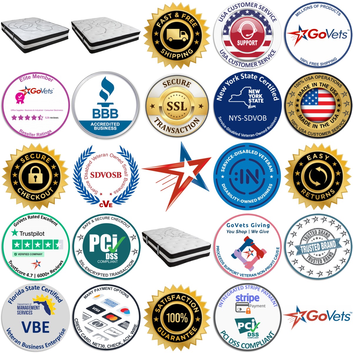 Millions of Products A selection of Mattresses products on GoVets