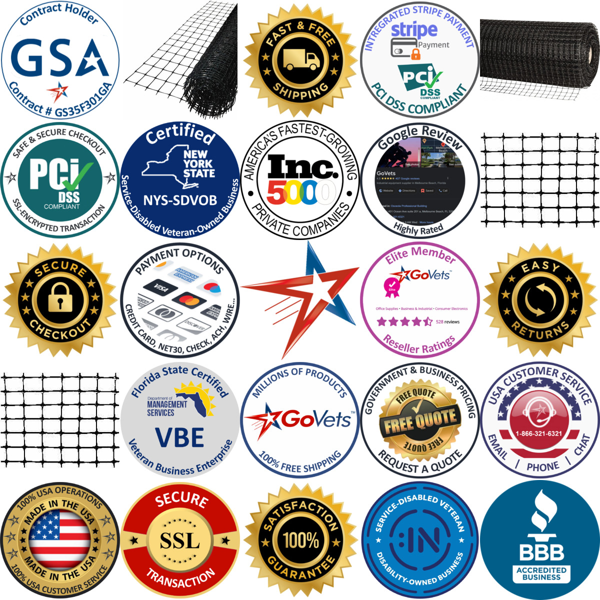 Millions of Products A selection of Utility Fence products on GoVets