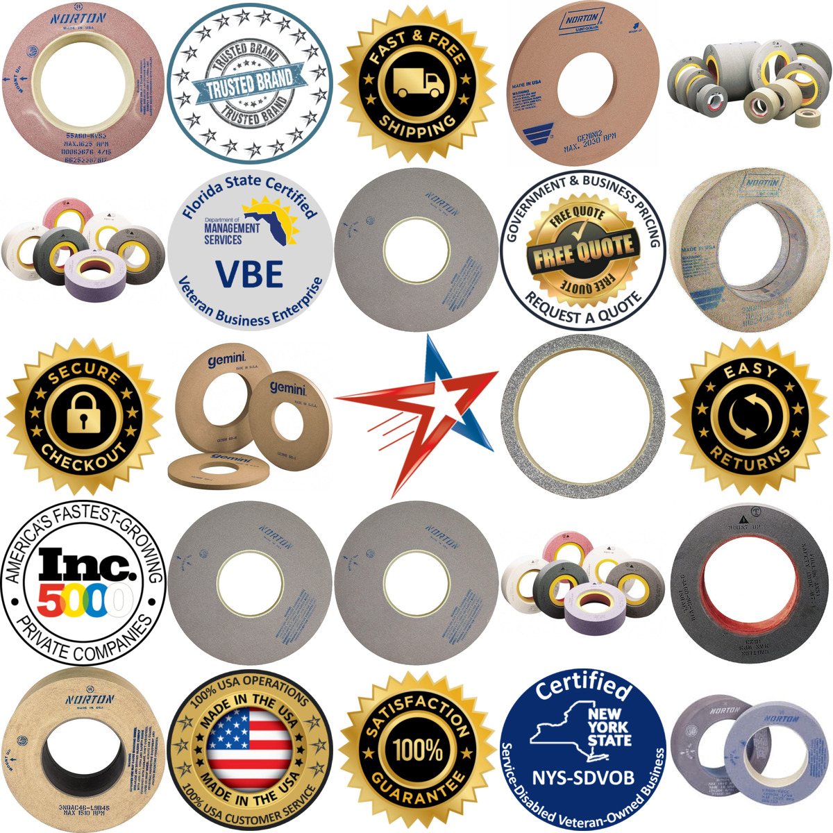 A selection of Centerless and Cylindrical Grinding Wheels products on GoVets