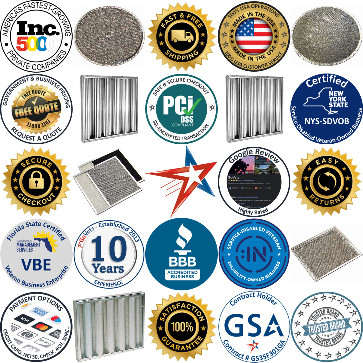 A selection of Grease Filters products on GoVets