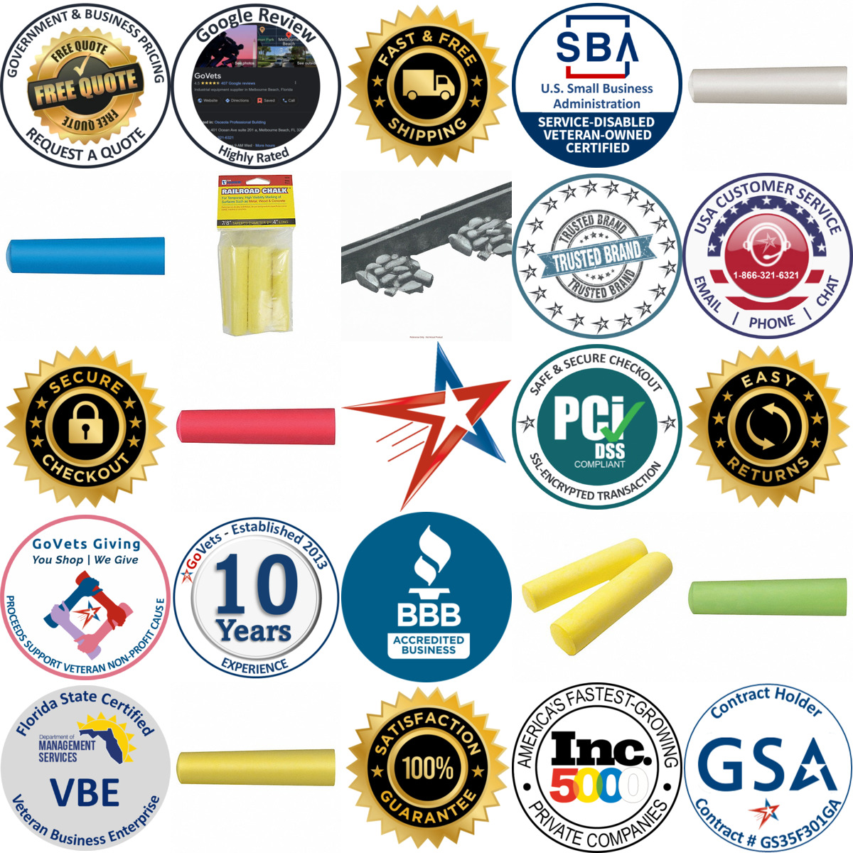 A selection of Railroad Chalks products on GoVets
