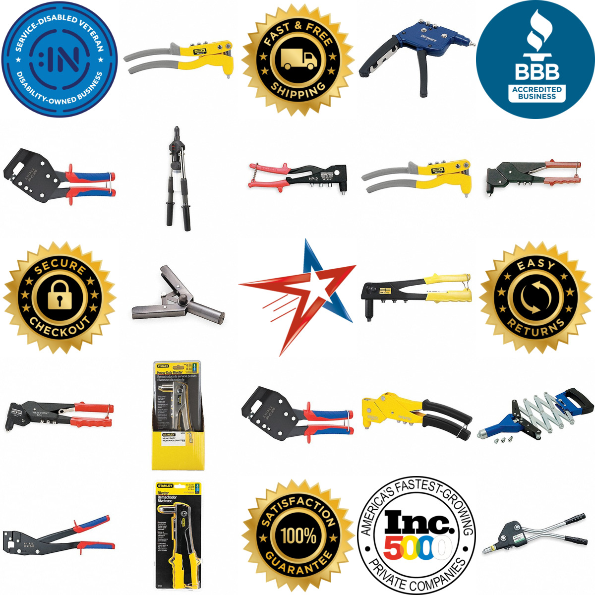 A selection of Plier Style and High Leverage Hand Rivet Tools products on GoVets